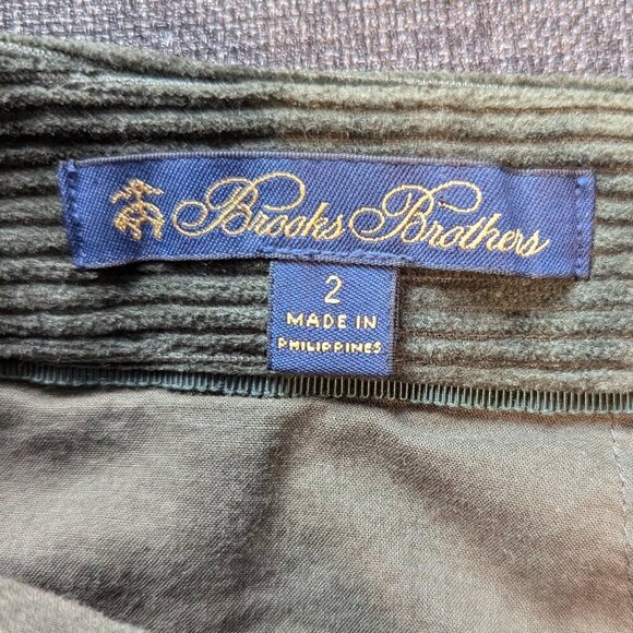 Brooks Brothers Wide Wale Corduroy Trousers | Olive Green | Classic Style - Picture 4 of 13